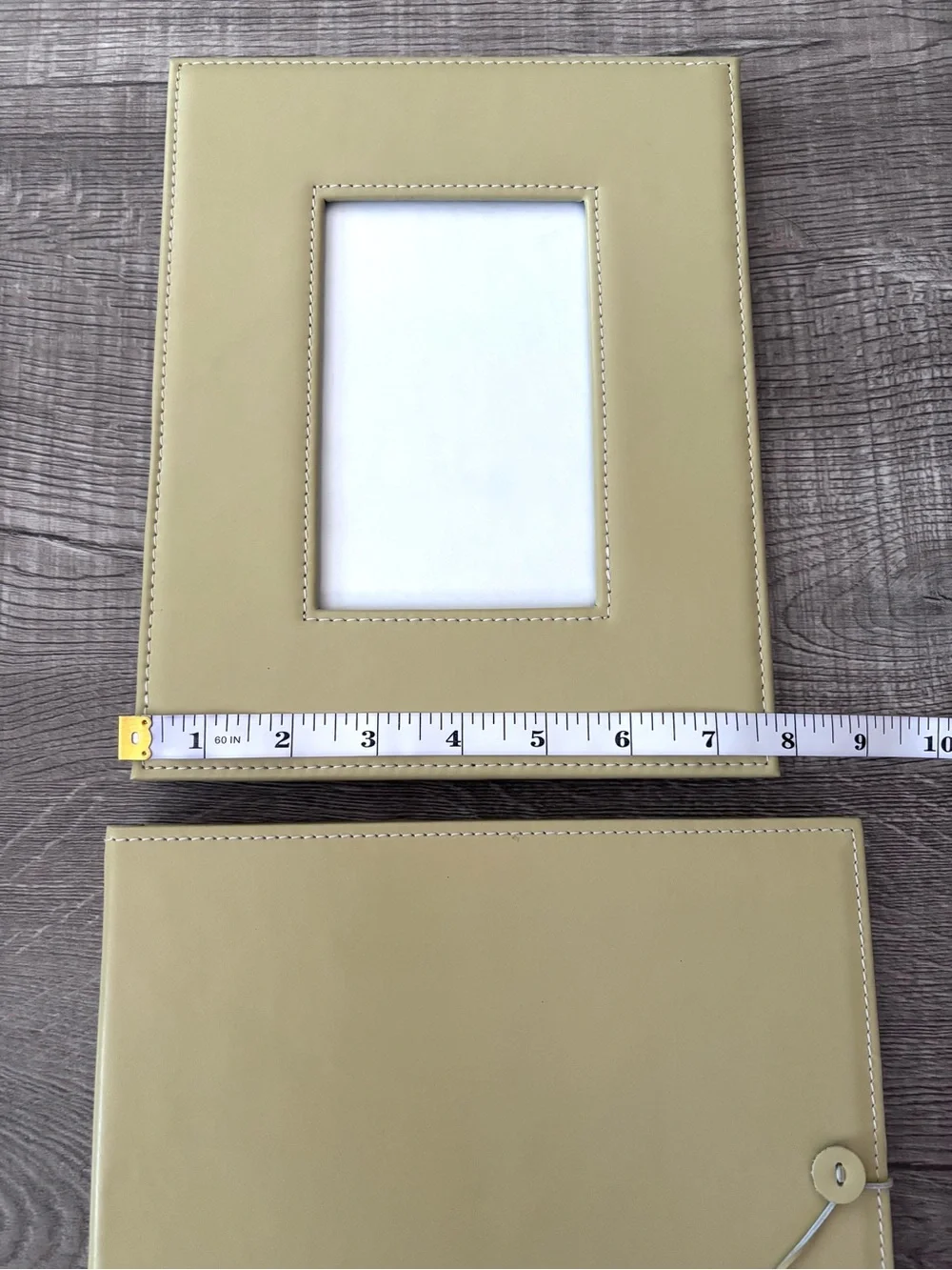 Leather Photo Frame and Matching Portfolio Set Sage Green